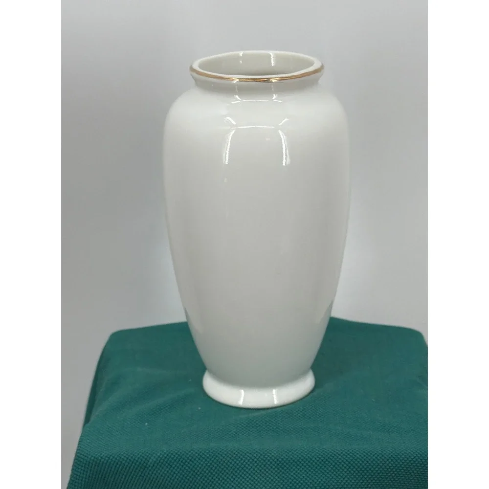 Vintage Made in Japan White Porcelain Bud Vase Pink Floral Butterfly Gold Rim